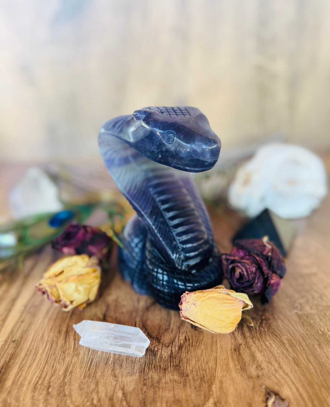 Purple Fluorite Cobra Carving