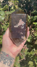 Load and play video in Gallery viewer, DISCOUNTED - Damaged Tip - Large Smoky Double Point Quartz With Garden
